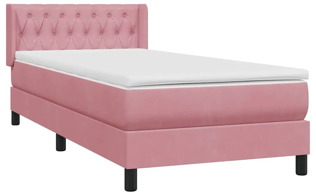 Cama com molas/colchão 100x220 cm veludo Rosa
