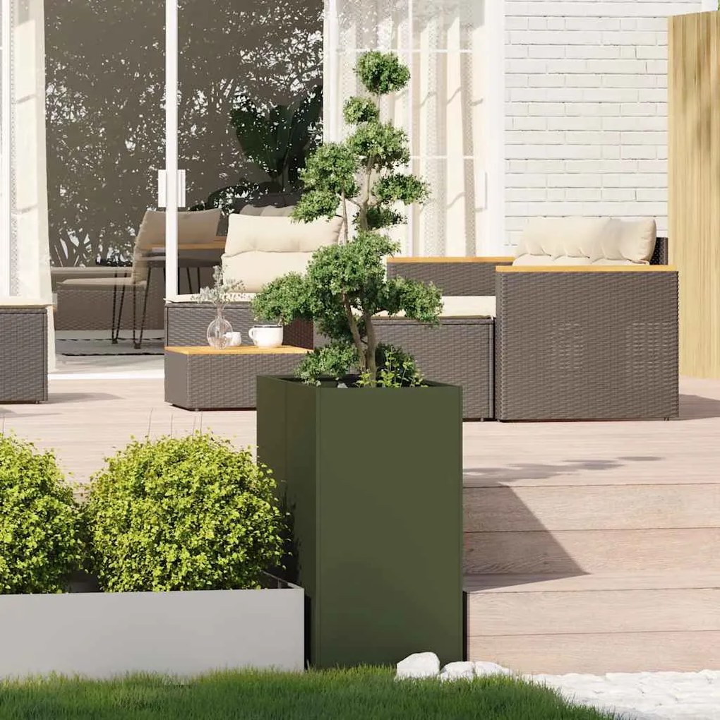 Vaso floreira 40x80x80 cm aço verde azeitona