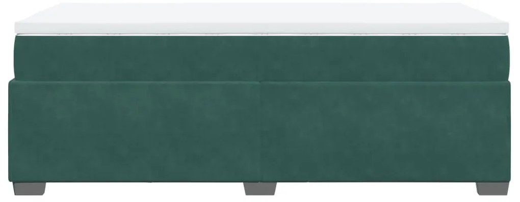 Cama com molas/colchão 80x200 cm veludo verde-escuro