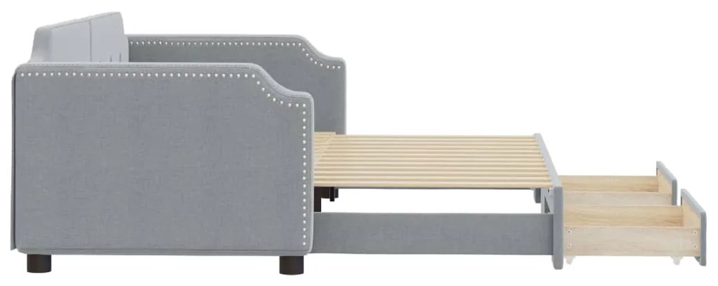 Sofá-cama c/ gavetão e gavetas 90x190 cm tecido cinzento-claro