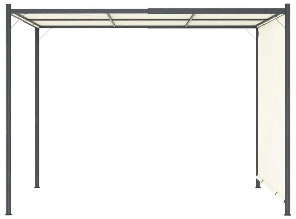 Pérgola com toldo ajustável 3 x 3 m aço branco nata