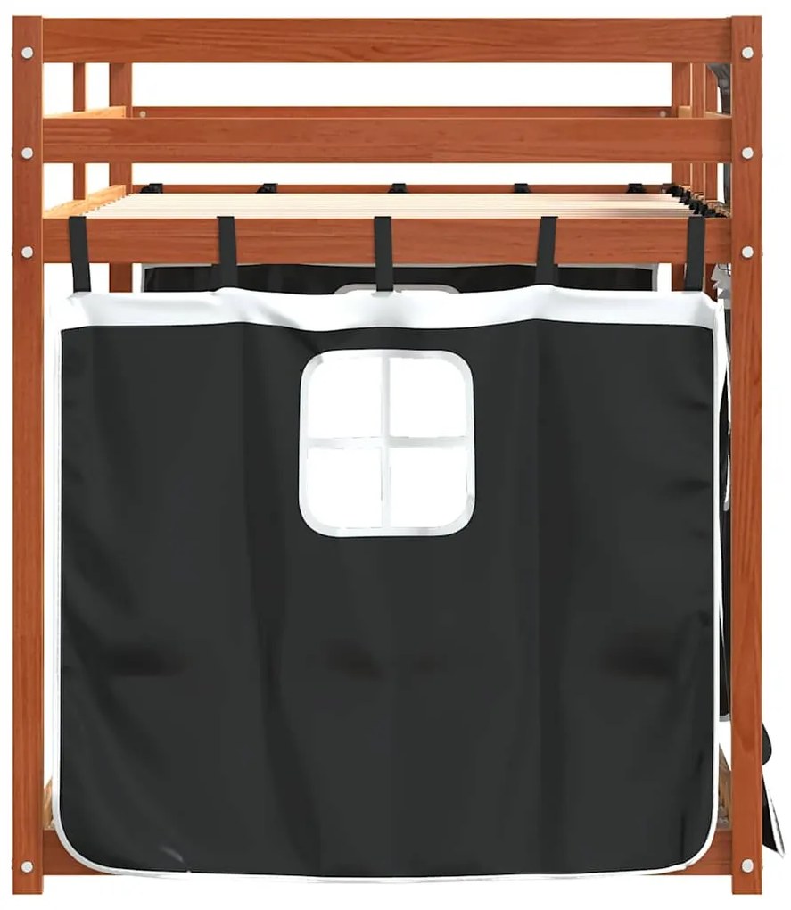Beliche com cortinas 80x200 cm pinho maciço branco e preto