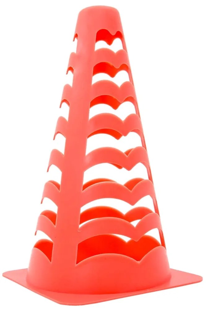 Cones de futebol 6 pcs empilháveis 13x13x22,5 cm laranja