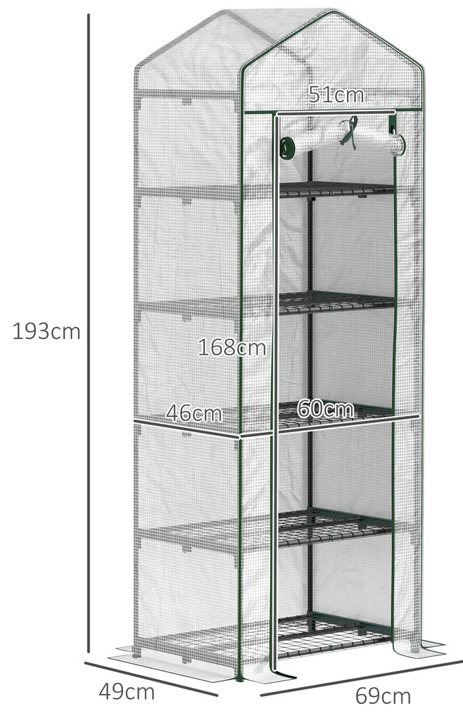 Estufa de Jardim Vertical 69x49x193 cm com 5 Prateleiras Estufa para P