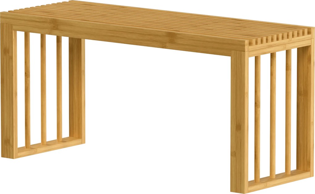 HOMCOM Banco Porta-Sapatos em Bambu com Assento em Ripas, 90cm, Natural | Aosom Portugal