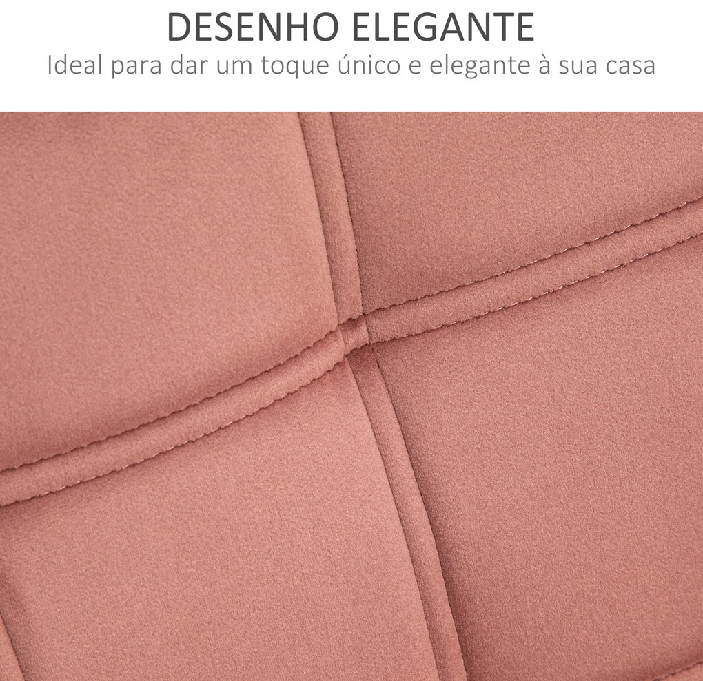 Poltrona Moderna Poltrona de Leitura Estofada em Veludo com Assento Amplo Pés em Madeira  67x61,5x71 cm Rosa