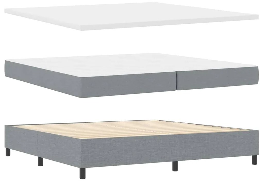 Cama com Estrado e Colchão com Luz LED em Cinza, 200x200 cm de Tecido