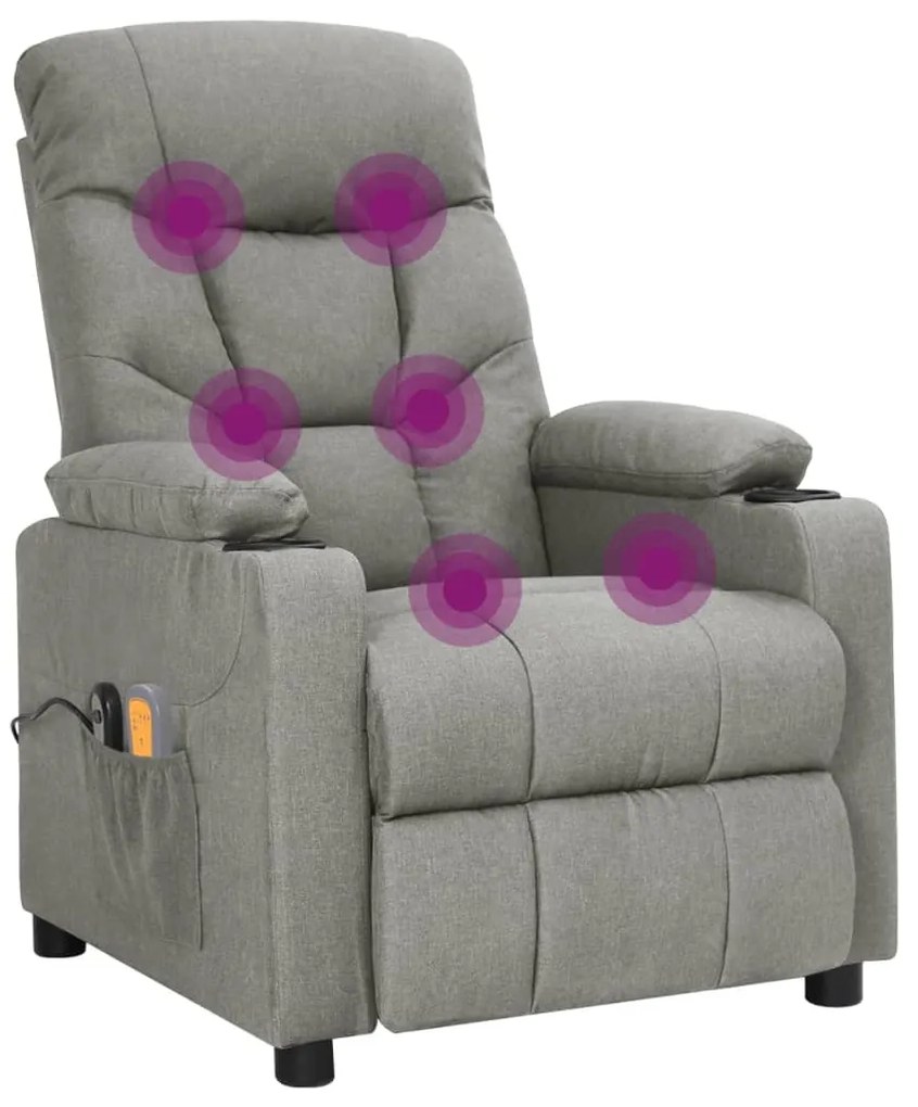 Poltrona de massagens elétrica tecido cinzento-claro