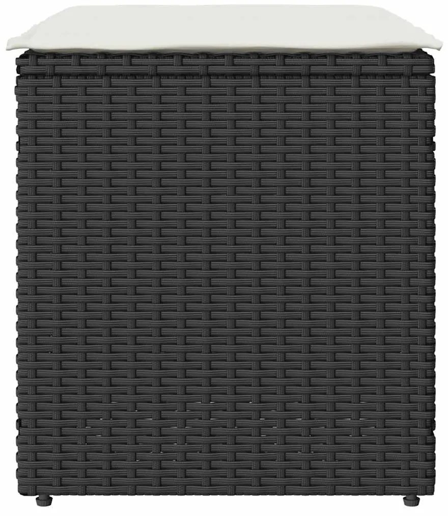 Bancos de jardim com almofadas 2 unid 40x40x43 cm vime PE preto