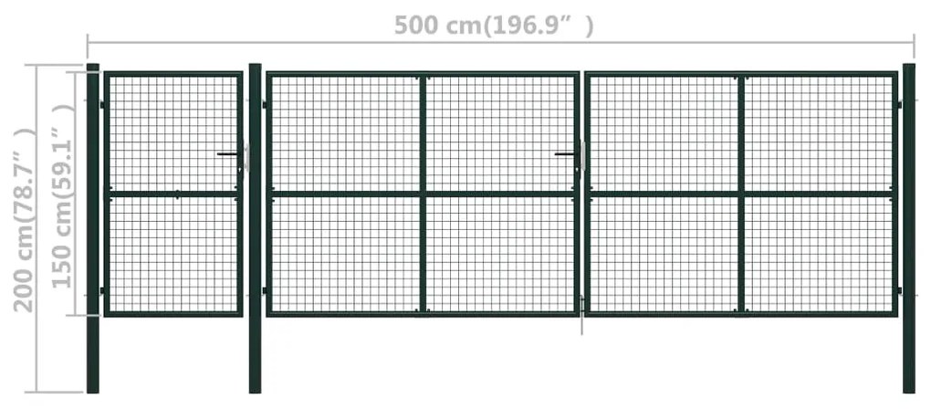 Portão de jardim 500x150 cm aço verde