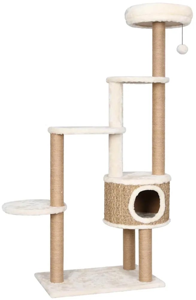 Árvore para gatos c/ postes e almofadão 148 cm erva marinha