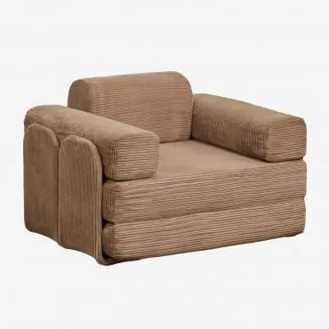 Poltrona-cama Em Veludo Cotelê Embalada A Vácuo Paoly Bombazina Castanho Camel - Sklum