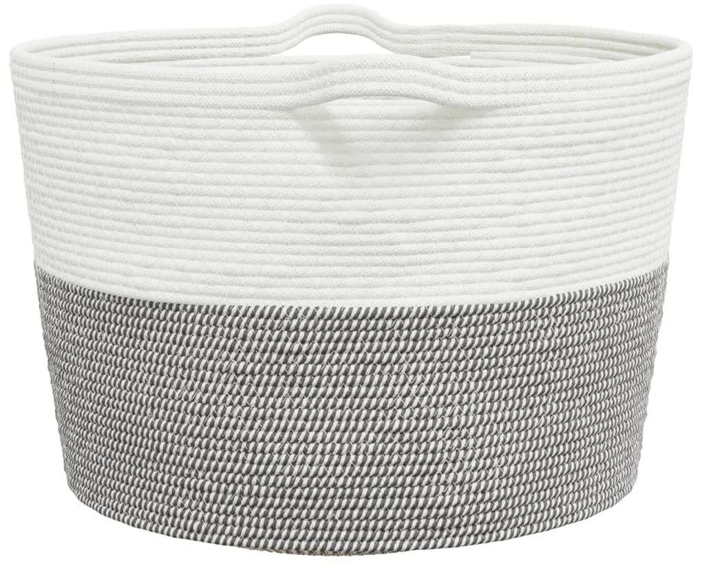 Cesto de arrumação Ø60x36 cm algodão cinzento e branco
