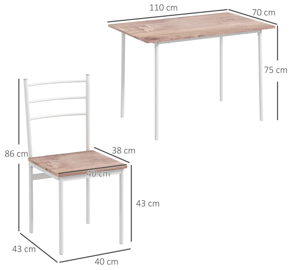 HOMCOM Conjunto de Refeição 5 Peças Conjunto de Mesa e 4 Cadeiras para