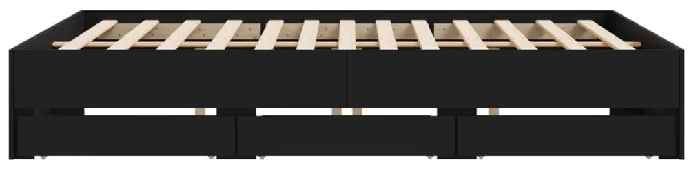 Estrutura de cama c/ gavetas 180x200 cm derivados madeira preto