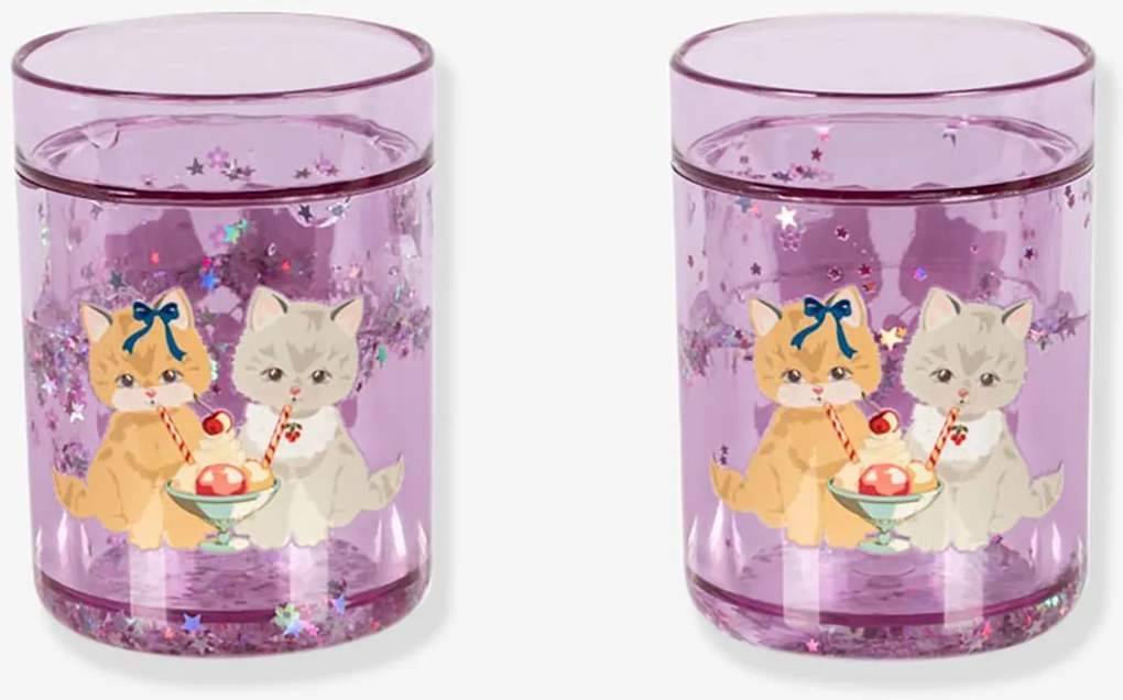 Lote 2 copos KONGES SLOJD com purpurinas violeta