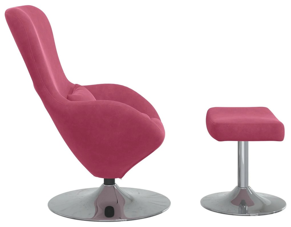 Poltrona Egg vidaXL com Puff Veludo Vermelho