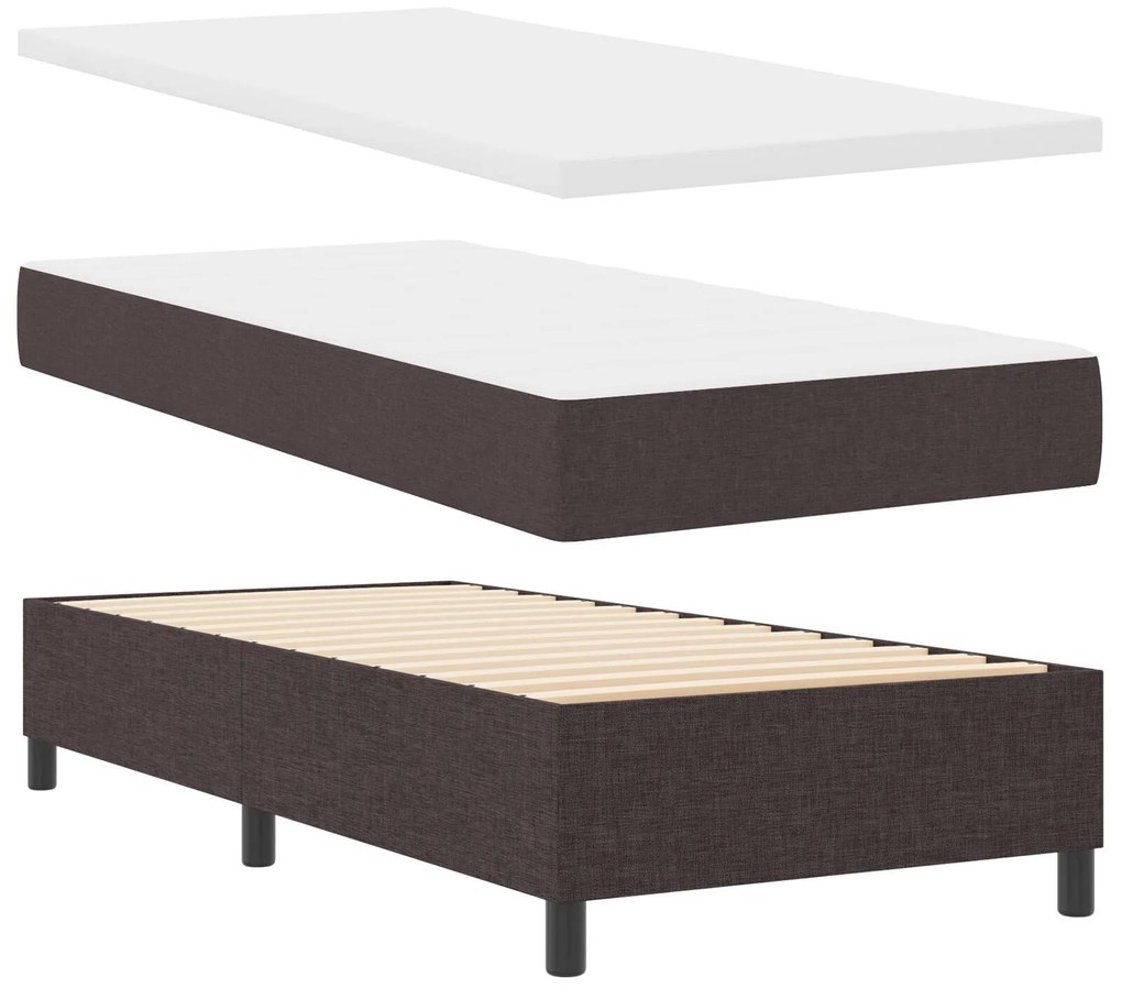 Cama Box Spring com Colchão Castanho 100x200 cm Tecido