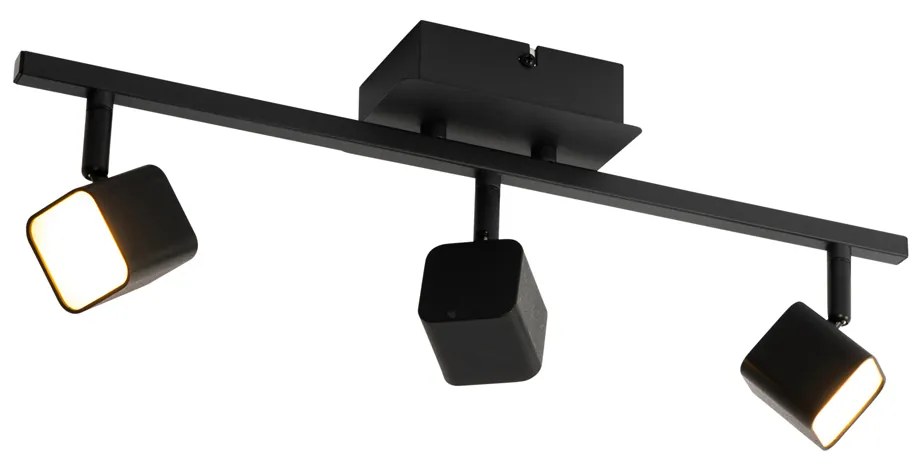 Candeeiro de teto moderno preto com LED 3 luzes - Nola Moderno