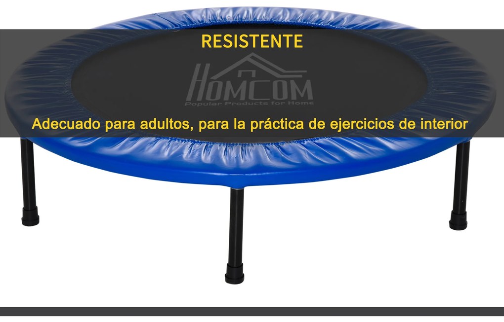 HOMCOM Cama Elástica Fitness Ø100cm Trampolim de Aço com 36 Molas com Protetor de Borda Incluido para Treinamento Interior Carga 100kg Preto e Azul