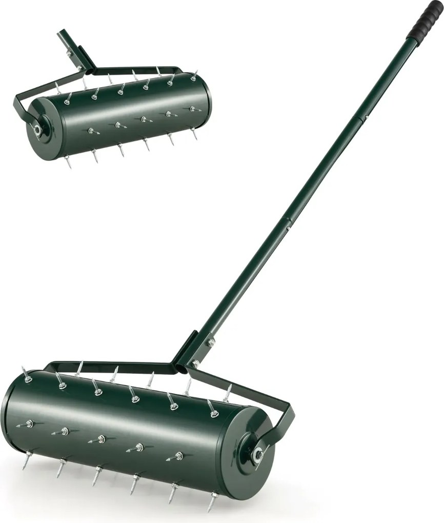 Rolo de relva Aerador de relva com cabo amovível 130 cm Dentes para jardim pátio Fácil de montar Verde