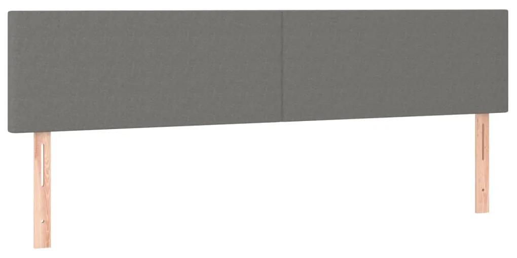 Cama box spring c/ colchão e LED 200x200 cm tecido cinza-escuro
