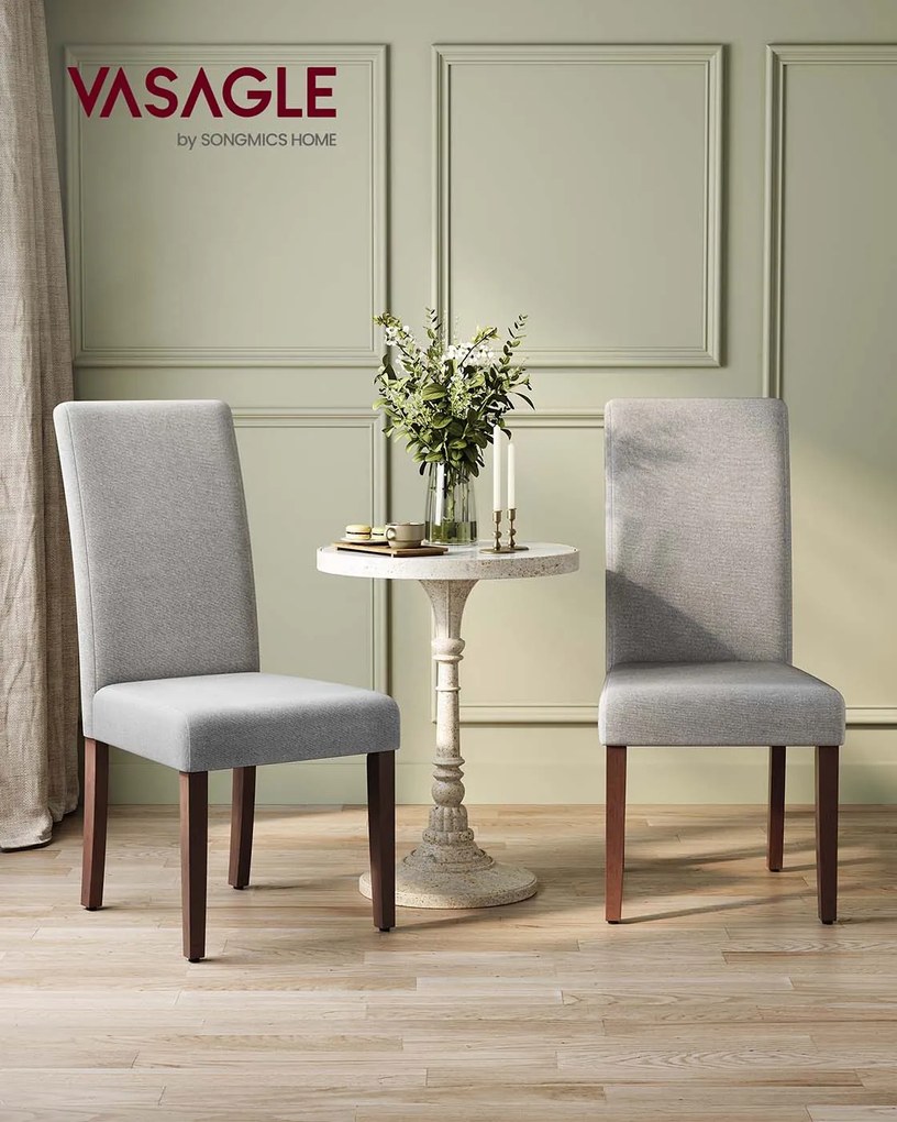 Conjunto de 2 cadeiras de sala de jantar com encosto alto e almofada confortável cinzento