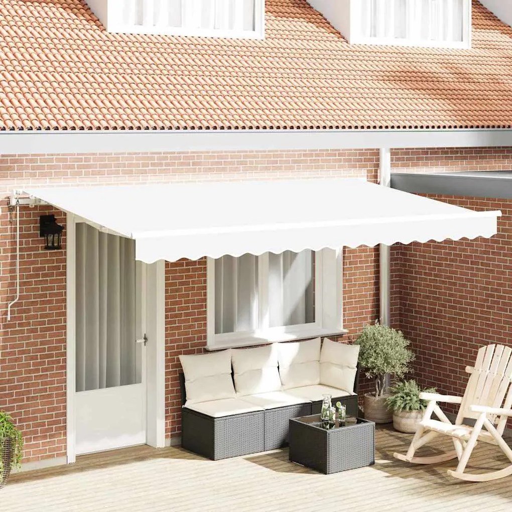 vidaXL Toldo Retrátil Branco 400 x 200 cm tecido