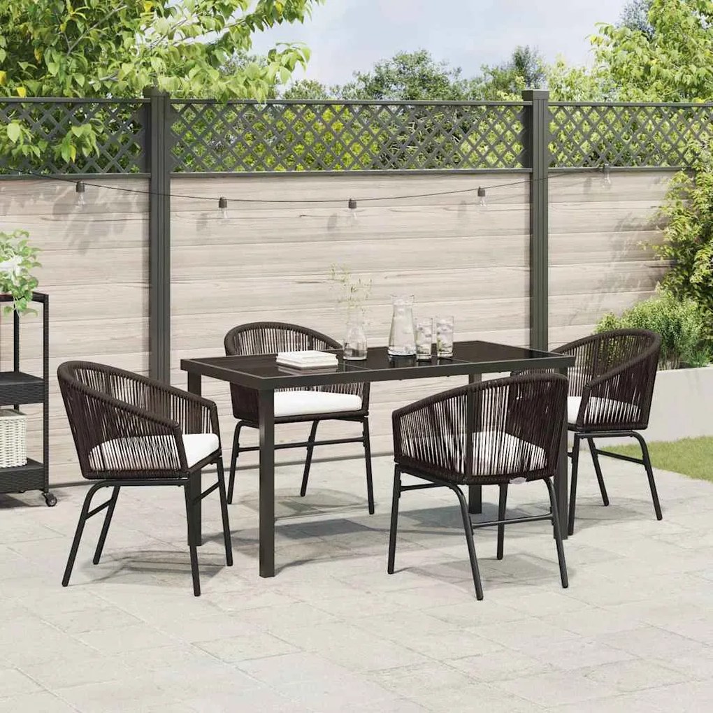 Conjunto de Jantar de Jardim com 5 Peças - Rattan Poliéster Castanho