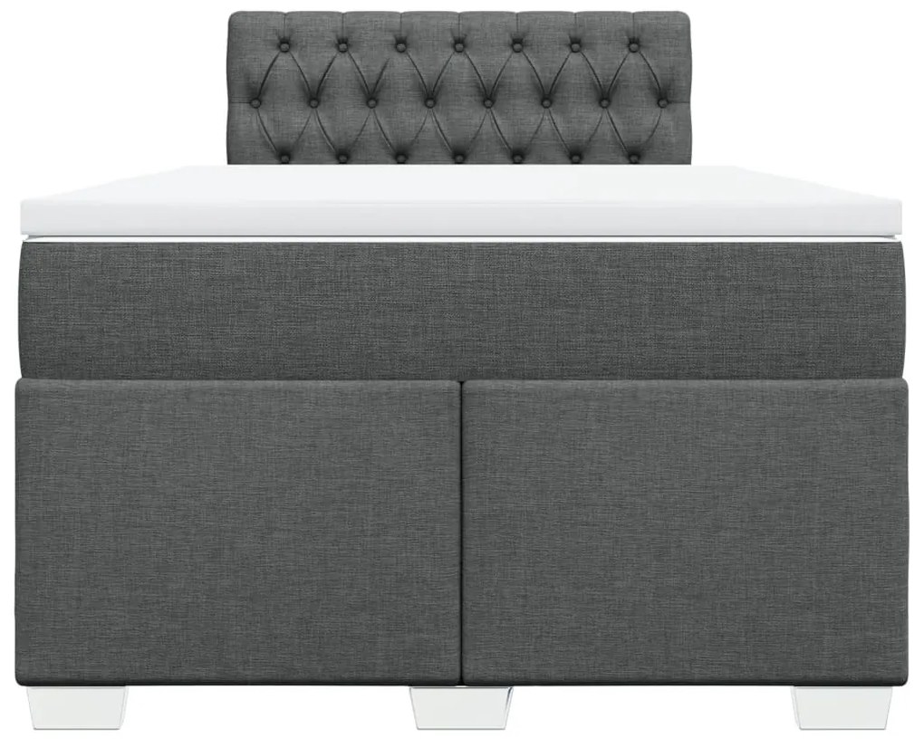 Cama boxspring com colchão 120x190 cm tecido cinzento-escuro