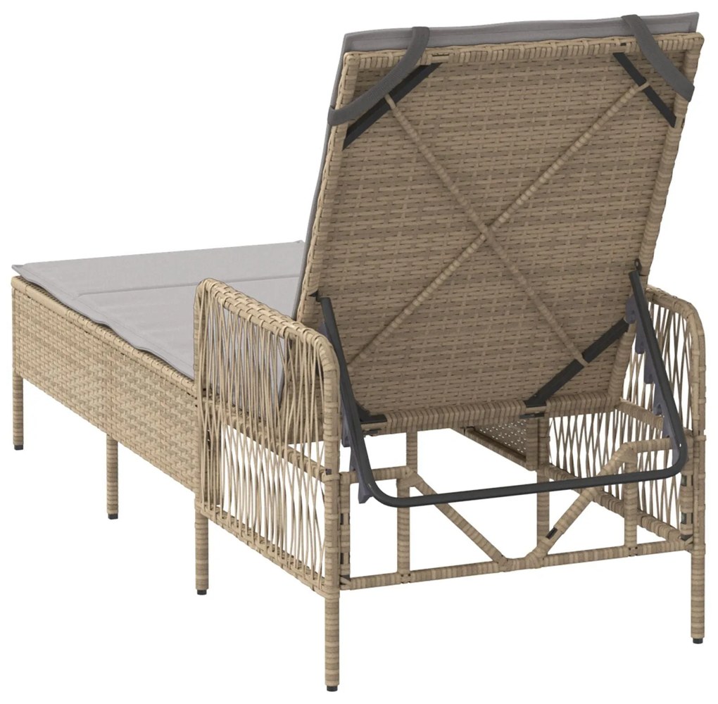 Espreguiçadeira Bege e cinza claro Rattan PE 157 x 55 x 92 cm
