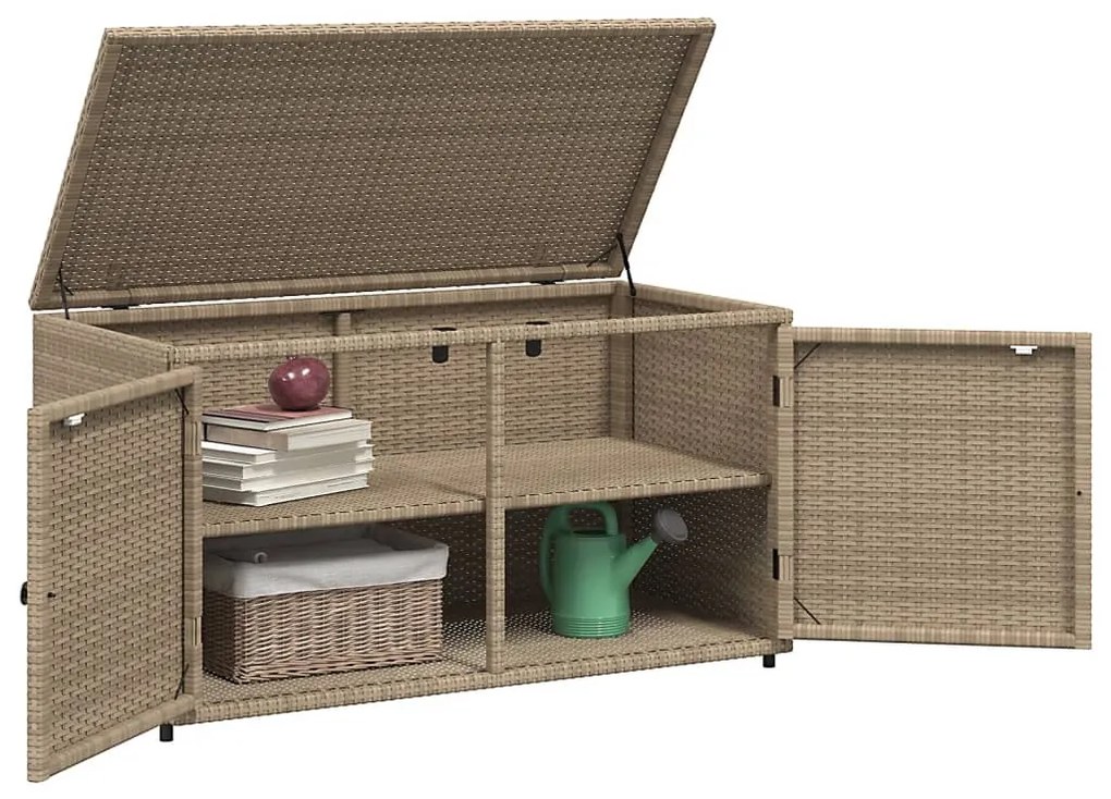 Armário de arrumação para jardim 110x55x60,5 cm vime PE bege