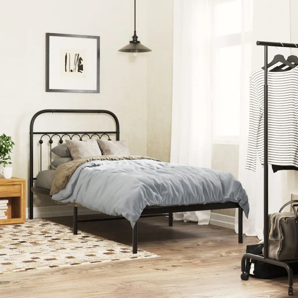 Cabeceira de cama 90 cm metal preto