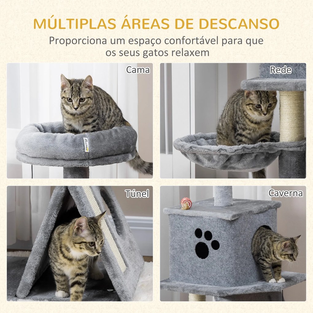 PawHut Árvore Arranhador para Gatos Altura 111cm Torre para Gatos com