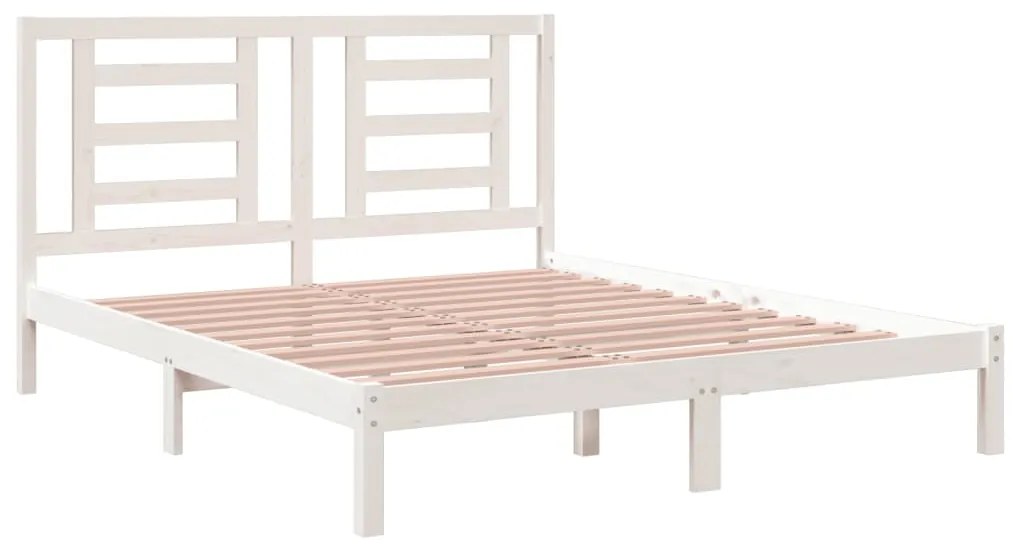 Cama sem colchão 160x200 cm madeira de pinho maciça branco