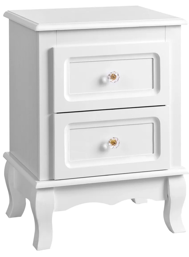 Conjunto de mesas de cabeceira com 2 gavetas em madeira de pinho | VASAGLE | 30 x 38 x 52 cm | branco | RDN012.