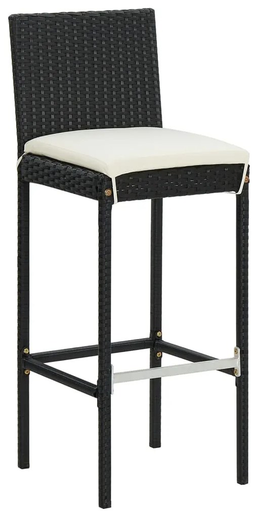 5 pcs conjunto de bar para jardim vime PE/acácia maciça preto
