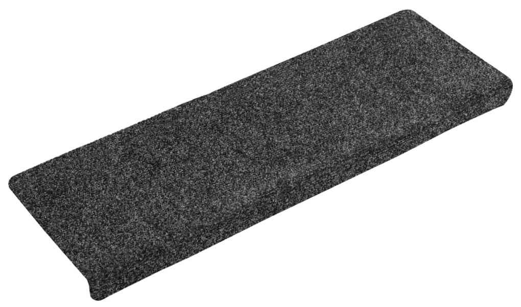 Tapetes de escada 15 pcs 65x21x4 cm tecido agulhado cinza