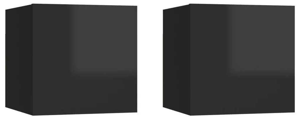 vidaXL Mesas de cabeceira 2pcs 30,5x30x30cm contrapl. preto brilhante