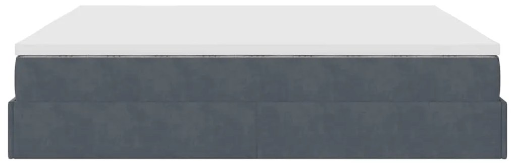 moldura de cama otomana vidaXL com colchão cinza escuro veludo