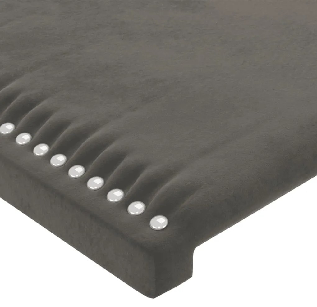 Cabeceira de cama c/ LED veludo 160x5x118/128 cm cinza-escuro