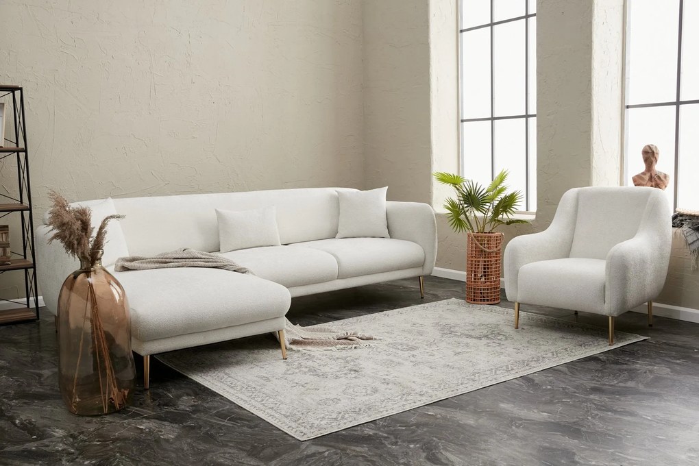 Sofá-Cama de Canto Simena – Creme Dourado – 266 x 133 cm