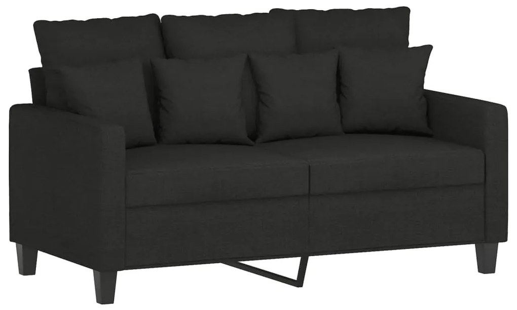 3 pcs conjunto de sofás com almofadas tecido preto