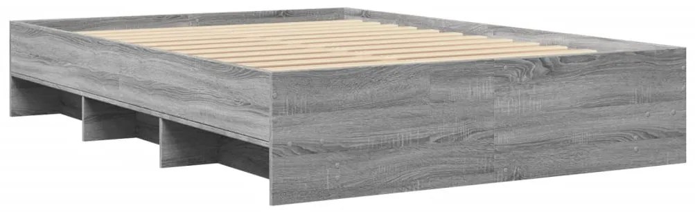 Estrutura de cama 140x200 cm derivados de madeira cinza sonoma