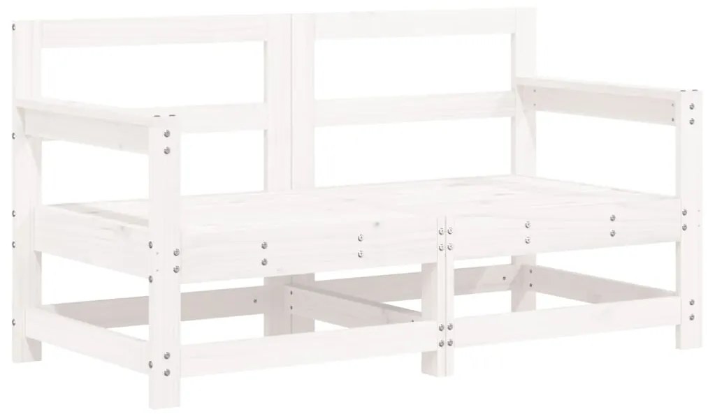 7 pcs conjunto lounge de jardim pinho maciço branco