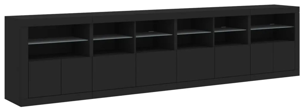 Aparador com luzes LED 283x37x67 cm preto