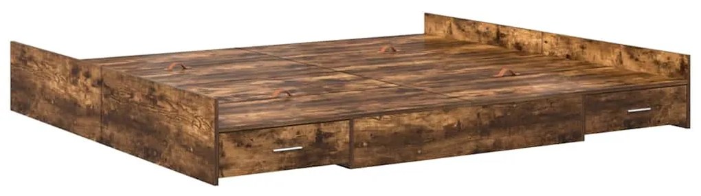 Estrado de cama com arrumação Carvalho fumado 180 x 200 cm