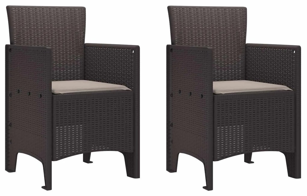 vidaXL Cadeira de Jardim 2 pcs Castanho 53 x 49 x 85 cm Polipropileno