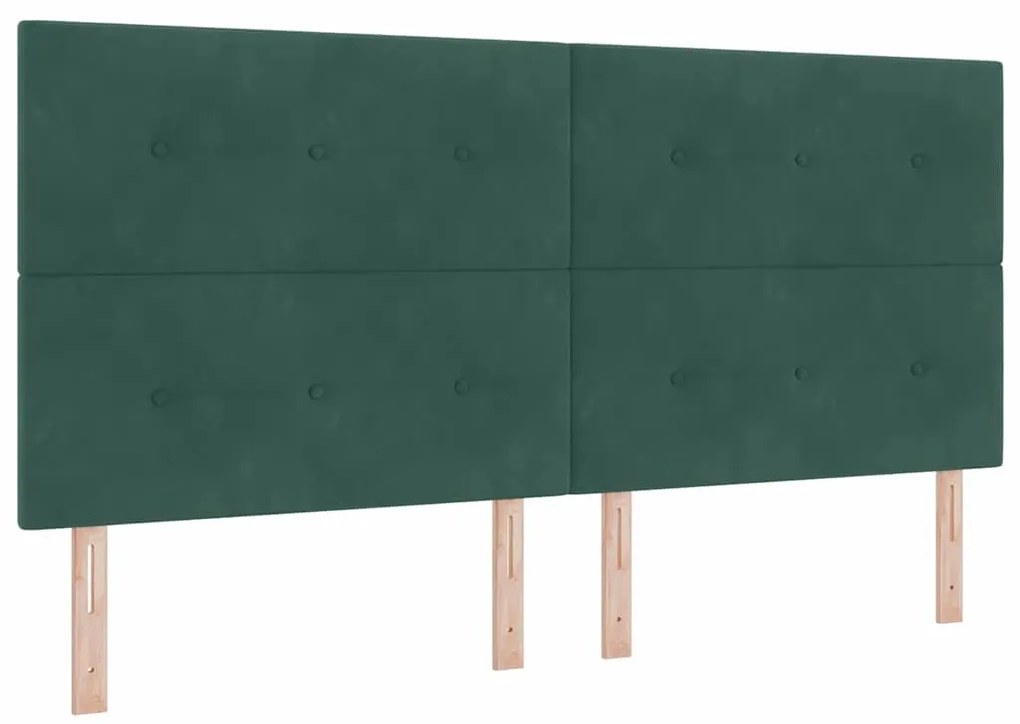 Cama Box Spring com Colchão e Banco Verde Escuro 200x200 cm Veludo