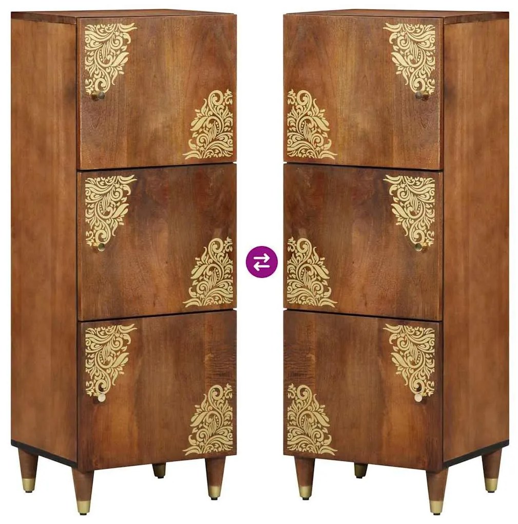 Armário Alto Castanho mel com detalhes em dourado